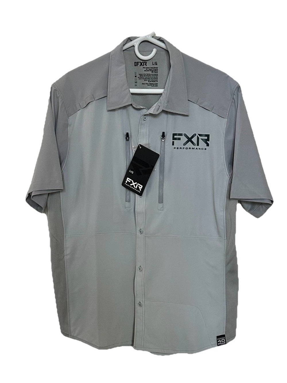 FXR Performance Men's Cast Tech Shirt-L-Grey Short Sleeve UPF Gorpcore Outdoors